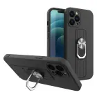 Ring Case silicone case with finger grip and stand for Samsung Galaxy A22 4G black — Foto 2