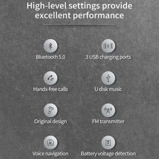 Rock Transmiter FM B301 MP3, Bluetooth - 2xUSB + Type C + micro SD - 36W black Фото num