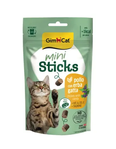 Gardumi kaķiem - GimCat Mini Sticks Chicken With Catnip 50g