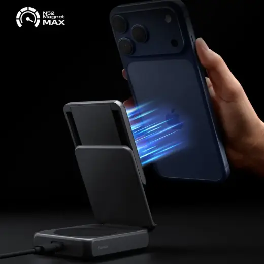 SPIGEN ESSENTIAL EF302MOQ Qi2.2 2IN1 MAGNETIC MAGSAFE WIRELESS CHARGER BLACK Фото num