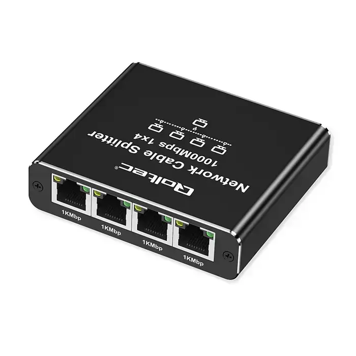 Qoltec Splitter Ethernet mini SWITCH 1x4 RJ45 | 1000Mb/s | USB-C | Aluminium Foto 6