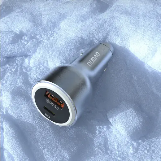 Dudao R4Ultra 120W Power Delivery Quick Charge LED Car Charger USB-A USB-C - Gray Foto 5