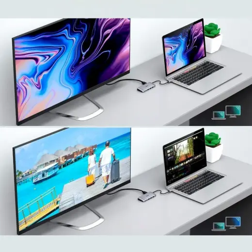 Choetech 9in1 multifunctional USB Type C HUB - 3x USB 3.2 Gen 1 | SD and TF memory card reader | HDMI 4K 30Hz | VGA Full HD 60Hz | USB Type C | RJ45 gray (HUB-M15 gray) Фото num