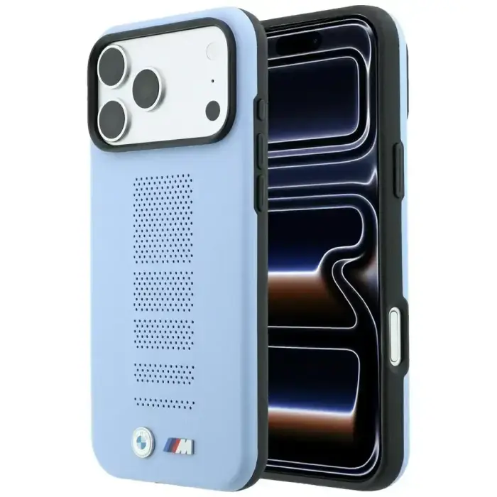 BMW M Blue Perfo Metal Logo MagSafe Case for iPhone 18 Pro / 17 Pro Blue