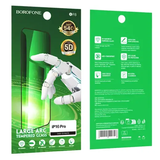 Borofone Tempered glass BF8 Diamond Armor Full Screen 5D Large Arc for Iphone 16 Pro/17 - 10 pieces Foto 9
