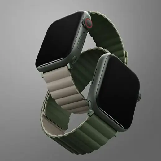 Uniq Revix Magnetic Strap for Apple Watch 42 | 44 | 45 | 49 mm - Green-Beige Foto 3