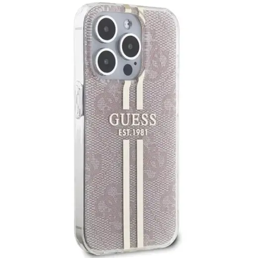 Guess IML 4G Gold Stripe case for iPhone 14 Pro Max - pink Фото num