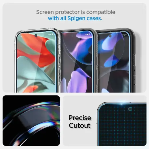 SPIGEN GLAS.TR "EZ FIT" RŪDĪTS STIKLS 2 GAB GOOGLE PIXEL 9 | 9 PRO CAURSPĪDĪGS Foto 14