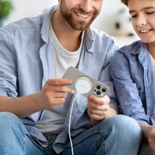 Tech-Protect QI15W-A33 inductive charger with MagSafe and stand with USB-A | USB-C cable - white Фото num