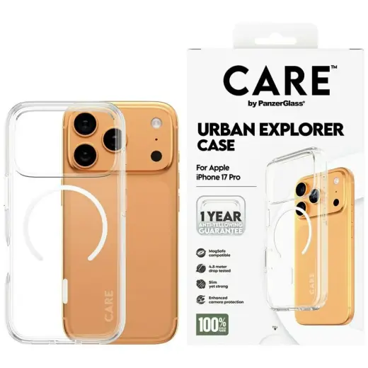 CARE by PanzerGlass Flagship Urban Explorer Case w. White MagSafe for iPhone 17 Pro Clear Foto 1