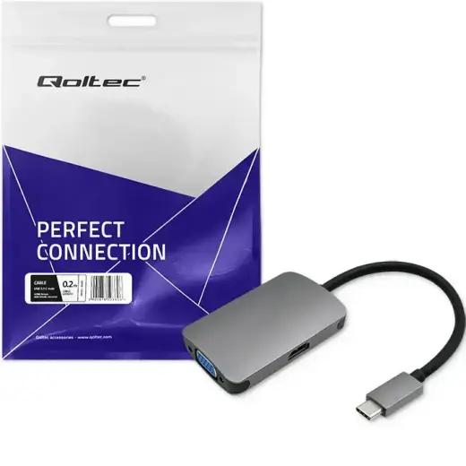Qoltec Hub Adapter USB-C 3.1 2in1 | HDMI 4K | VGA Фото num