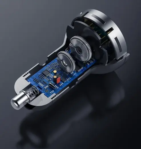 Зарядка для автомобиля Baseus Digital Display Dual USB 4.8A | 24W | USB-A, USB-C, micro USB, Lightning | с кабелем USB-A на USB-C, micro USB, Lightning в комплекте | с LCD дисплеем | черная Фото num