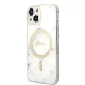 Zestaw Guess GUBPP14SHMEACSH Case+  Charger iPhone 14 | 15 | 13 6,1" biały|white hard case Marble MagSafe Фото num