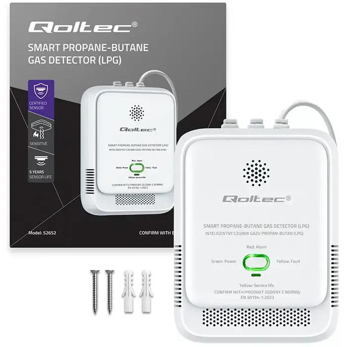 Qoltec Certified Propane-Butane Gas Leak Sensor | LPG detector | 85dB alarm | LED Foto 13