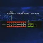Qoltec Fast Ethernet PoE SWITCH | 16x RJ45 10/100 Mb/s |  2x RJ45 Uplink 1000 Mb/s | 1x SFP 1000 Mb/s Foto 7
