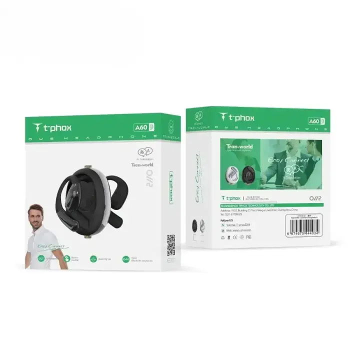 T-PHOX EARPHONES TRAN-WORLD A60 AI TRANSLATOR BLACK Foto 6