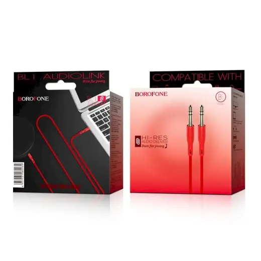 Borofone BL1 Premium AUX vads 3.5 mm -> 3.5 mm 1m sarkans Foto 2