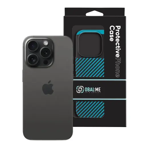 OBAL:ME Flossy Stripes Cover for Apple iPhone 15 Pro Black|Teal Photo