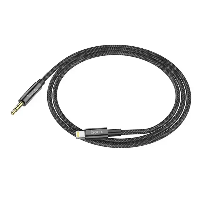 Cable AUX Jack 3,5 mm to Lightning Hoco 1 m UPA19 black Photo