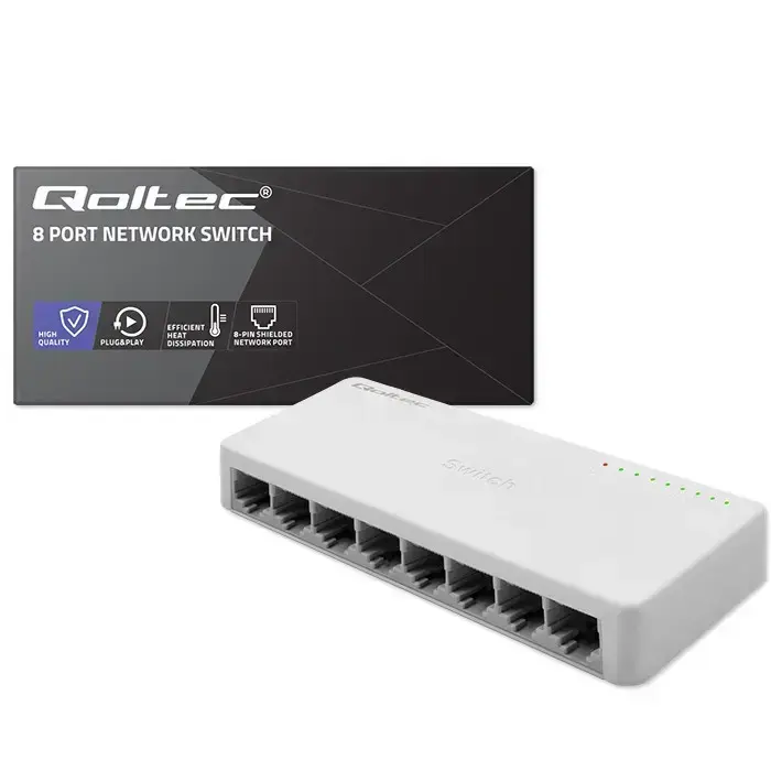 Qoltec Network SWITCH | 8 x RJ45 port | 1000Mbps | Fast Ethernet| LAN Foto 9