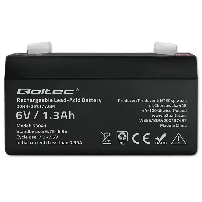 Qoltec AGM battery | 6V | 1.3Ah | Maintenance-free | Efficient| LongLife | for UPS, scale, cash register Foto 5