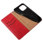 Magnet Strap grāmatveida maciņš ar statīvu telefonam iPhone 14 Plus sarkans — Foto 12