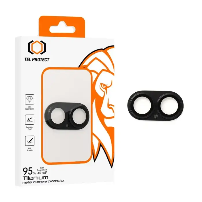 Tel Protect 95% AR+AF Full Metal kameras aizsargstikls telefonam iPhone 17 melns