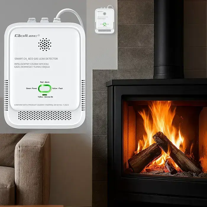 Qoltec Certified wireless Gas Leak (CH4) and Carbon monoxide (CO) detector | alarm 85dB | LED Foto 9