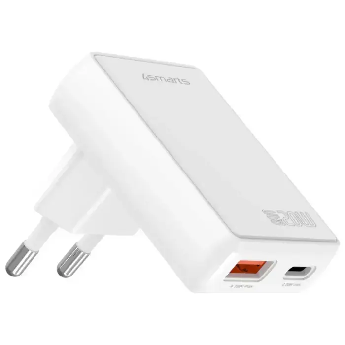 Wall Charger 4smarts FlatPlug Duos 20W GaN USB-C + USB-A white Foto 3