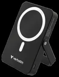 Enerģijas krātuve Verbatim Charge n Go 10000mAh Magnetic Wireless Charge Black ar Statīvu
