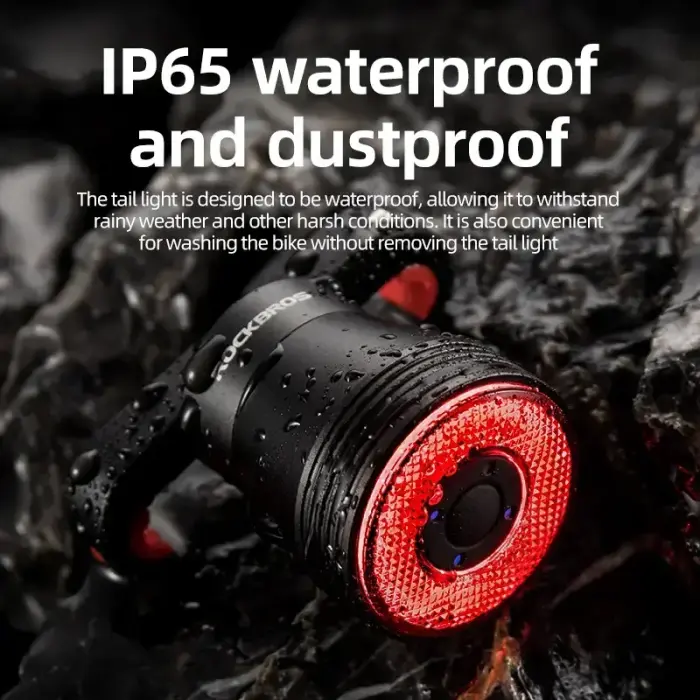 Rockbros Q5 Rear Bike Light with Intelligent Stop System - Black Foto 23