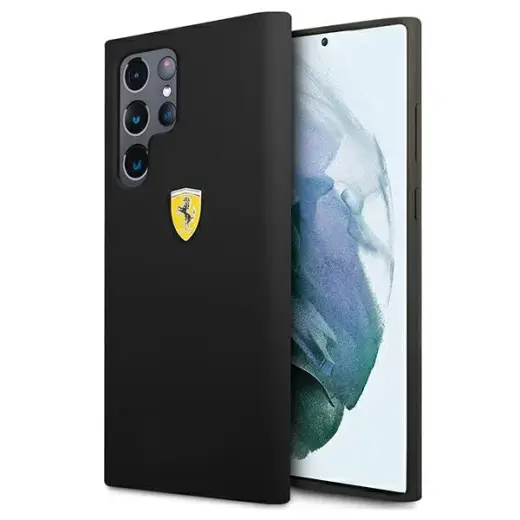 Ferrari Liquid Silicone Metal Logo Case for Samsung Galaxy S22 Ultra Black Foto 1