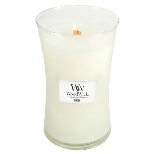 WoodWick Linen scented candle with wooden wick 609,5 g