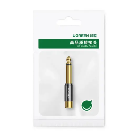 Переходник Ugreen с разъема 6,35 мм (male) на RCA (female) золотой (AV169) Фото num