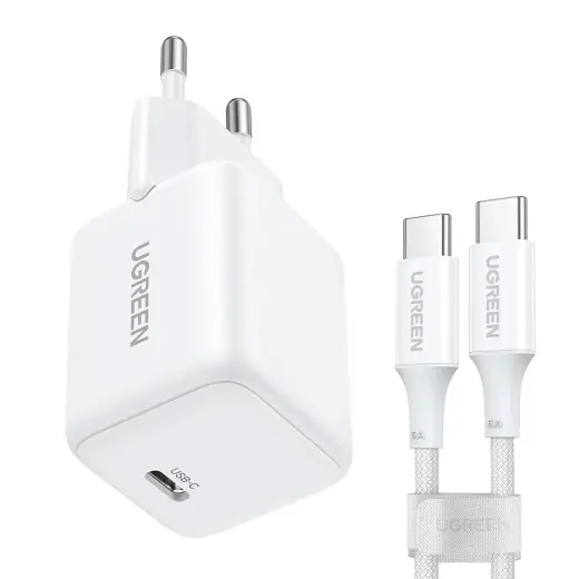 Ugreen X513 30W GaN Wall Charger 1x USB-C + 1m USB-C Cable - White