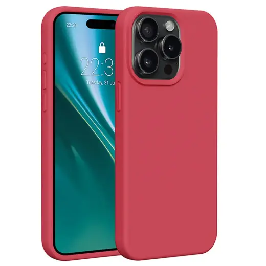 Etteri Silicone phone case for iPhone 15 Pro Max raspberry