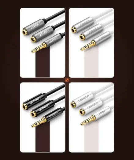 Ugreen cable 3.5 mm headphone splitter mini jack AUX 25cm black (20816) Photo