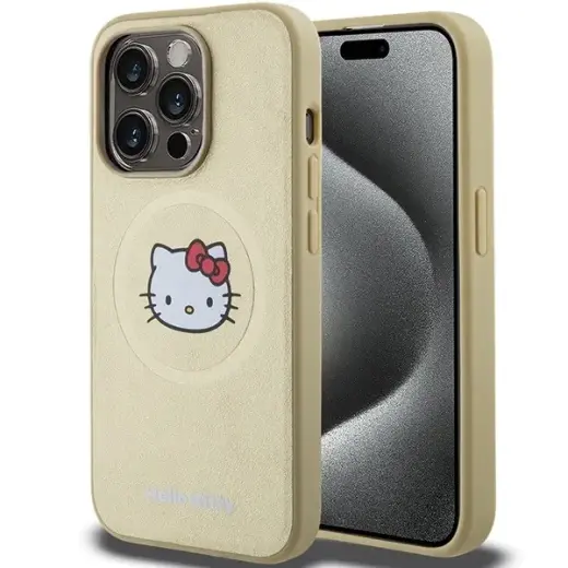 Hello Kitty Leather Kitty Head MagSafe case for iPhone 15 Pro - gold Фото num