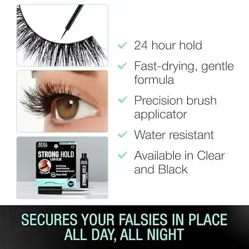Ardell Strong Hold Lash Glue, Black - Professional Waterproof Lash Adhesive for Strip Lashes with Precision Brush, Fast-Drying 24-Hour Lift-Proof Form Foto 7