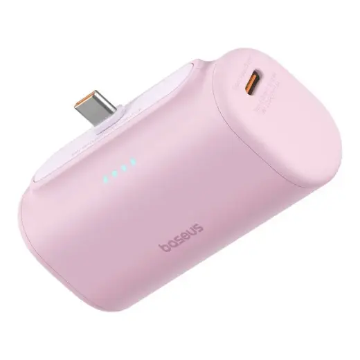 Baseus Compact ārējais akumulators (powerbank) | 5000 mAh | 20W | USB-C | rozā Foto 1