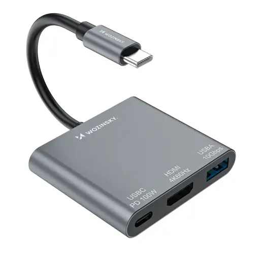 Hub Wozinsky WHCH-01 USB-C PD 100W HDMI 4K@30Hz USB-A 10Gbps - gray Foto 2