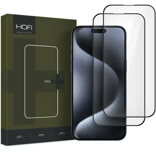 HOFI GLASS PRO+ tempered glass 2-pack for iPhone 16 black