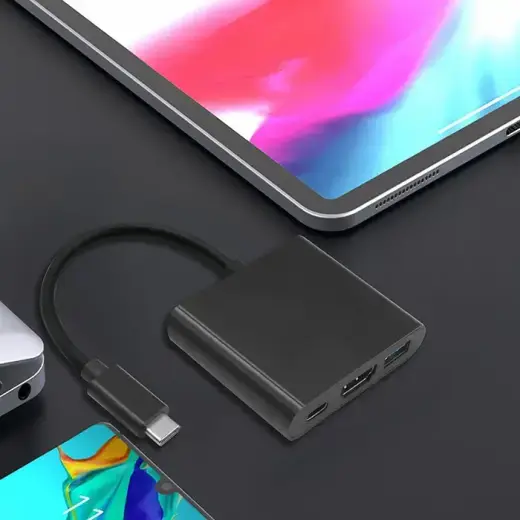 Qoltec Hub Adapter USB-C 3.1 3in1 | USB 3.0 | HDMI 4K | USB-C 3.1 PD 100W Фото num