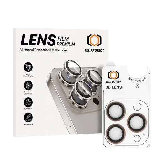 Tempered glass Tel Protect 3D Lens on camera for Iphone 16 Pro/16 Pro Max titanium (lens 3 pieces)