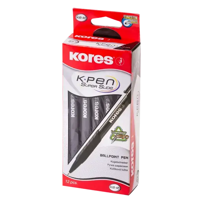 Lodīšu pildspalva KORES SUPER SLIDE K6 F 0.7 mm melna Photo