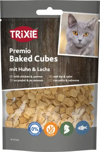Gardumi kaķiem - Trixie Premio Baked Cubes with Chicken & Salmon, 50 g