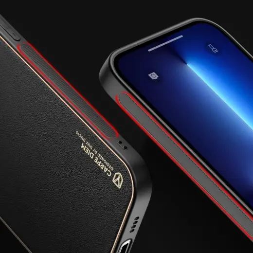 Dux Ducis Yolo elegant case made of soft TPU and PU leather for iPhone 13 Pro Max red Photo