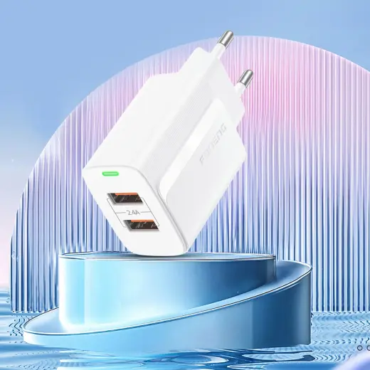 Foneng Wall charger EU63 - 2xUSB - 12W with USB to Type C cable white Foto 3