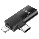 HOCO UA17 2-in-1 adapter USB-C / Lightning to USB-A | black — Photo 3