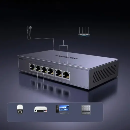 Switch Ugreen 6-Port 1Gb/s Ethernet Switch with PoE - Gray Foto 9